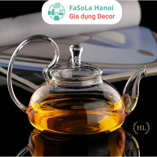 Ấm chất liệu thủy tinh Quai vồng 600ml☘️ẤM TRÀ HOA ĐUN thẳng TRÊN BẾP CỒN - BẾP NẾN☘️chịu nóng QUAI THỦY TINH