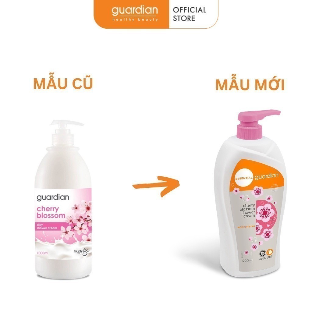 Sữa Tắm Dạng Kem Dưỡng Ẩm Guardian Essential Cherry Blossom Moisturising Shower Cream Chiết Xuất Anh Đào 1000ml