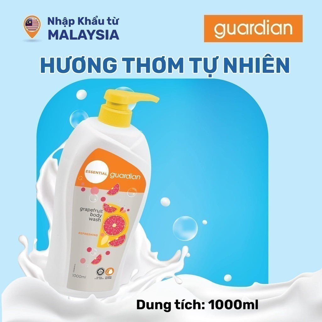 Sữa Tắm Tươi Mát Guardian Essential Grapefruit Refreshing Body Wash Chiết Xuất Bưởi 1000ml