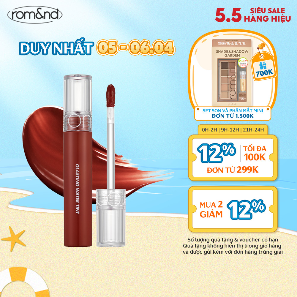 [Rom&nd] Son tint nước siêu lì, lâu trôi Hàn Quốc Romand Glasting Water Tint 4g