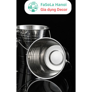 Xô đá inox 1.5l - 2l - 2.5l decor | xô đá inox có quai | xô đựng đá nguyên liệu inox có quai chia ngăn