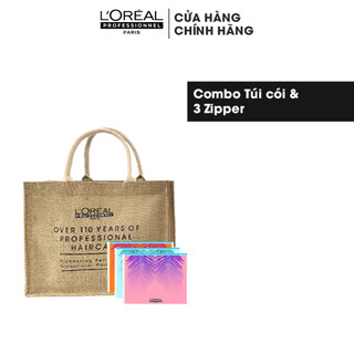  Combo Túi cói cao cấp đi biển và Bộ 3 túi zipper du lịch đựng mỹ phẩm