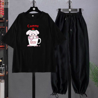 Sét Áo phông hỏ Camyà quần bom chun, Áo thun from rộng, Chất đẹp không xù, quần suông ống rộng, Sét bộ mặc ở nhà -DVGIT