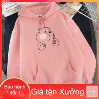 Áo hoodie gấu má phính 3D HT11 , áo thun nam nữ, áo thun dài tay, sét bộ mặc ở nhà - LEEDA -DVGIT