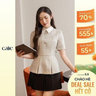 Áo peplum nữ ngắn tay phối cổ CALIE PL054