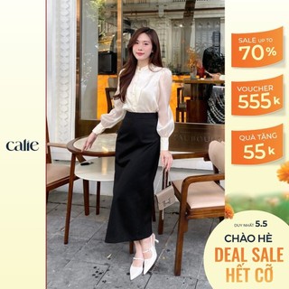 Chân váy bút chì nữ dáng dài basic xẻ sau CALIE CB018