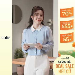 Áo sơ mi nữ cổ đức phối cổ can đáp ngực CALIE AS284