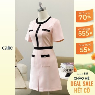Váy nữ CALIE dáng A phối viền súp ly gấu  VA389