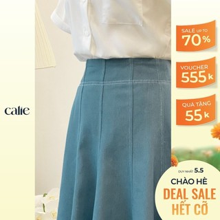 Chân váy jean Calie  dáng xòe trần chì CX029