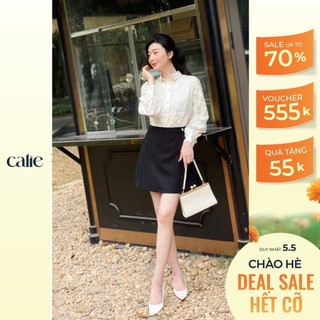 Chân váy A mini xếp li 2 bên sườn tôn dáng Calie CA069