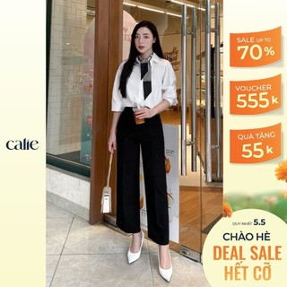 Quần suông nữ cạp cao ống suông kiểu dáng basic thanh lịch thời trang công sở Calie House QD004