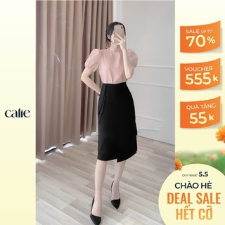 Chân váy vạt 3 ly ngang thời trang công sở Calie House CA088