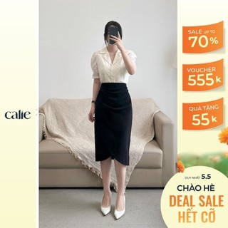  Chân váy nữ bút chì nhún eo tinh tế thanh lịch thời trang công sở Calie House CM026
