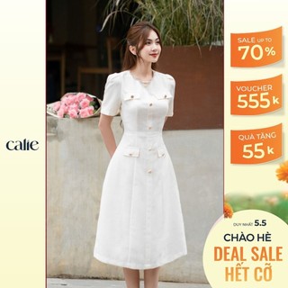 Váy Nữ Midi dáng A phối dây đá cổ CALIE VA371