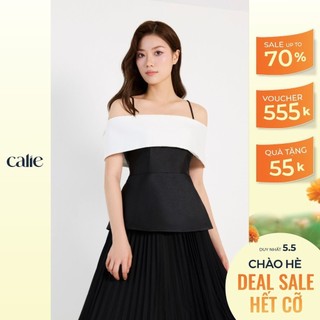 Áo peplum nữ trễ vai phối đáp ngực sang chảnh tiểu thư CALIE PL055