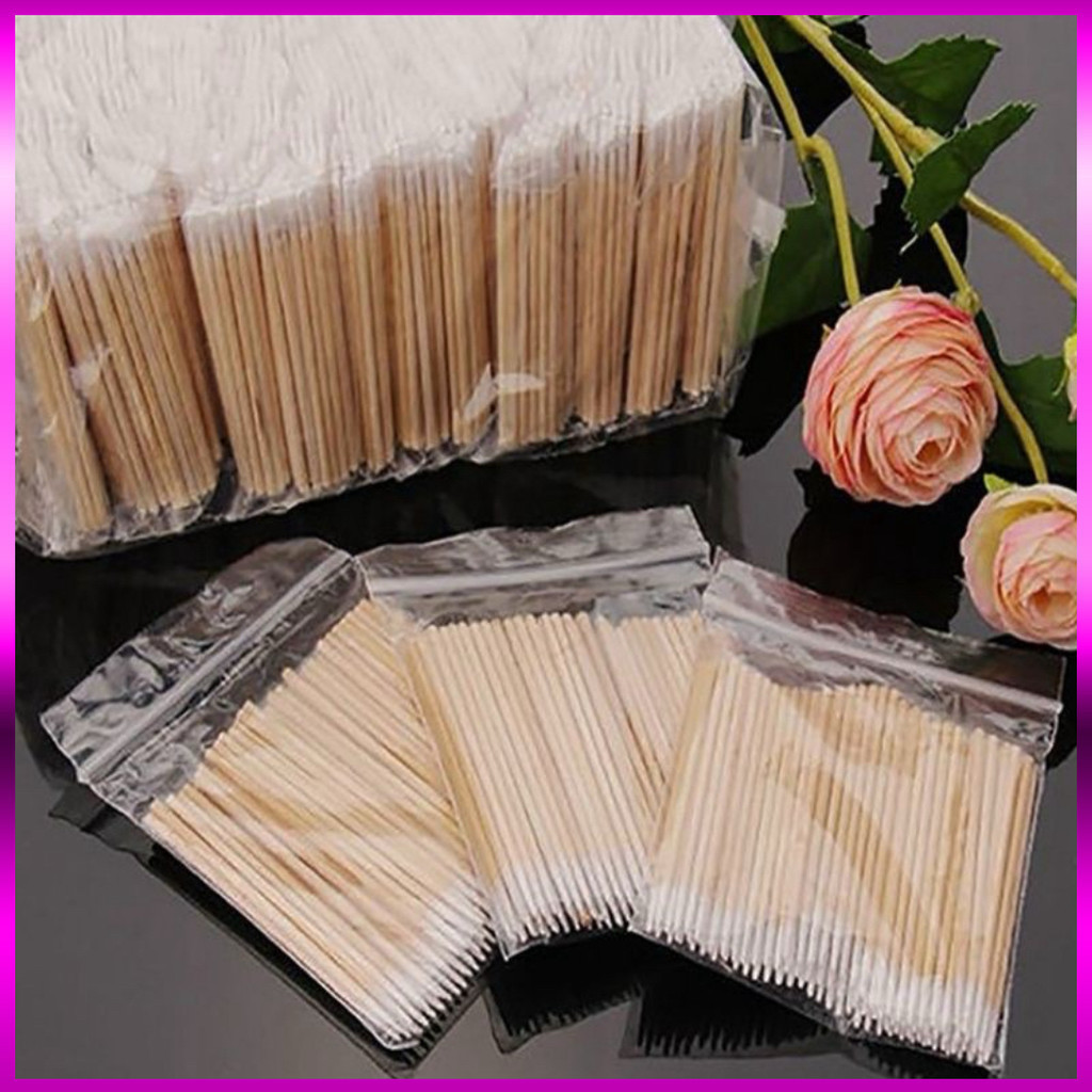 2 Gói Tăm Bông Cán Gỗ Chà Tê ,Chà Mực (Túi 100c)