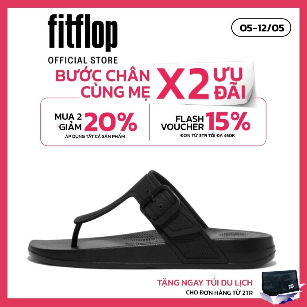 Dép Xỏ Ngón Nữ FitFlop IQUSHION - All Black - II GB3-090