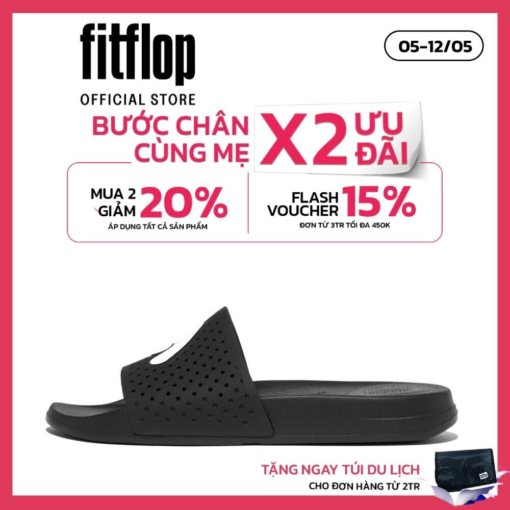 Dép Quai Ngang Nữ FitFlop IQUSHION - Black - II HF6-001