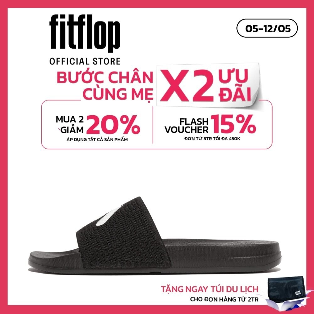 Dép Quai Ngang Nam FitFlop IQUSHION - Black - II GZ4-001