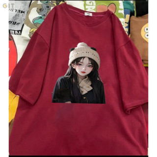 Áo phông Cotton hàn (Hàng Loại 1) from rộng <70kg in hình Cô gái Mũ len, Áo thun mặc cho Nam và nữ chất đẹp  DVGI -DVGIT