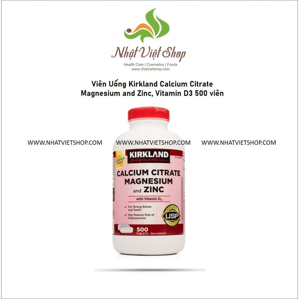 (Date: 12/2024) - Viên Uống Kirkland Calcium Citrate Magnesium and Zinc with Vitamin D3 500 viên