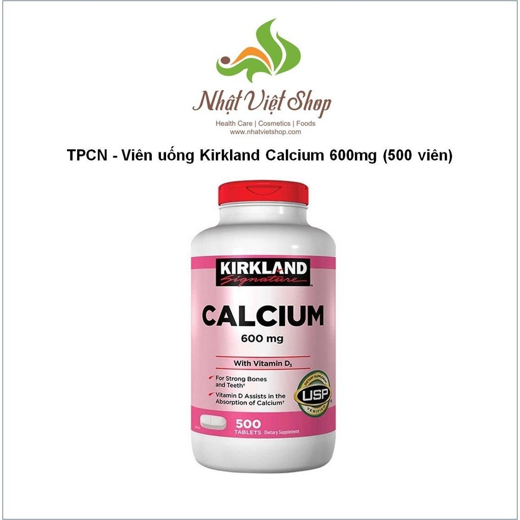 (Date: 10/2025) - Viên Uống Bổ Sung Canxi Kirkland Calcium 600mg With Vitamin D3 của Mỹ 500 Viên