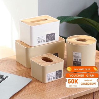 Hộp Đựng Giấy Ăn Nhựa Nắp Tre Nhiều Kích Cỡ, Hộp Khăn Giấy Gia Đình Và Nhà Hàng Nhựa Không Bám Vân Tay