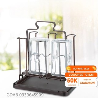 Úp Cốc Inox Cao Cấp Tặng Khay Hứng Nước Tiện Lợi Kèm Núm Cao Su Chống Trượt