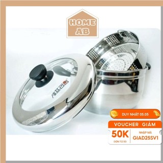 Nồi hấp đa năng inox 304 steam cooker hàn quốc cao cấp size 28cm kèm vỉ hấp
