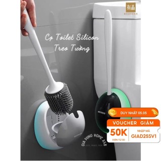 Cọ vệ sinh ecoco dán tường cao cấp, cọ toilet tròn sợi silicon mềm cọ rửa sạch sẽ chống bắn nước