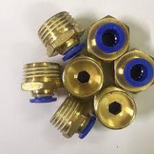 Đầu nối nhanh khí nén PC xanh - cút nối dây hơi khí nén - nối thẳng dây hơi khí nén - nối thẳng 1 đầu ống 1 đầu ren