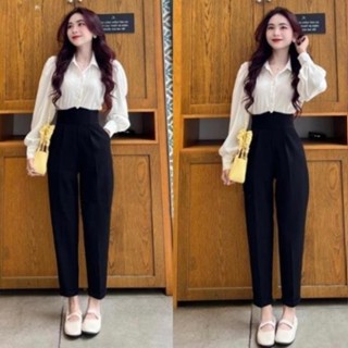 Quần baggy cạp chữ V nữ AUTHENTIC TOTOSA SHOP 2 màu cạp cao siêu tôn dáng TT12