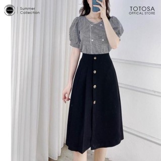Chân Váy Xếp Ly Dài Dáng A  AUTHENTIC TOTOSA SHOP 3 Màu thời trang phối 4 khuy M246