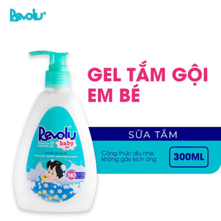 Gel tắm gội Revolu Baby cho em bé dịu nhẹ, ngừa rôm sảy - Chai màu Xanh 300ml