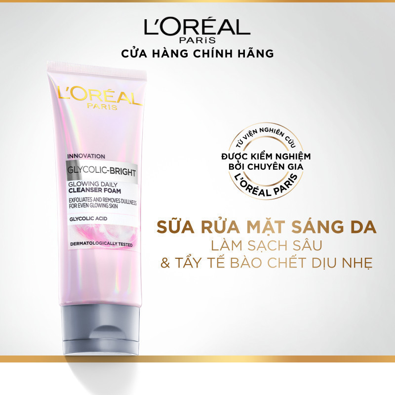 Sữa rửa mặt sáng da L'Oreal Paris Glycolic (AHA) Bright 100ml