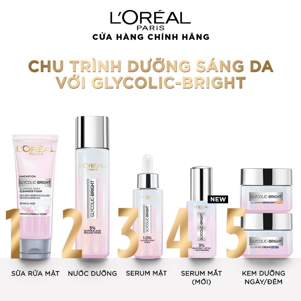 Sữa rửa mặt sáng da L'Oreal Paris Glycolic (AHA) Bright 100ml