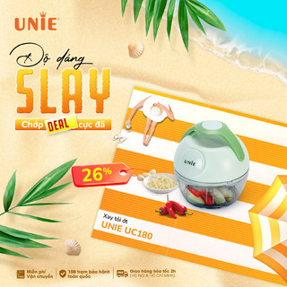 Máy xay hành tỏi ớt UNIE UC180 dung tích 180ml, lưỡi dao thép cao cấp 3 tầng sắc bén, thiết kế nhỏ gọn, dễ tháo lắp