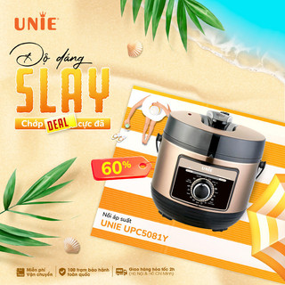 Nồi áp suất Unie UPC5081Y, dung tích 5L, Công suất 900w, 7 chức năng nấu,Lòng nồi tráng men chống dính Ceramic