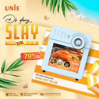 Nồi chiên không dầu Air Fryer UNIE Sky Blue dung tích lớn 14,5L công suất 1700W,đa chức năng, Phụ kiện đa dạng