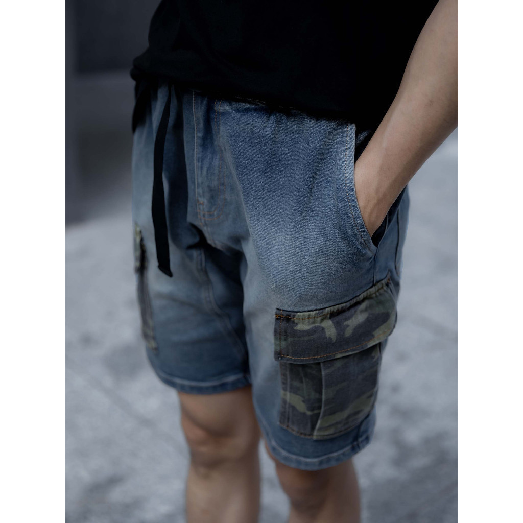 Quần Short Nam Jean Camo Cargo, Chất Vải Cotton 2 chiều Thoải Mái, QS0035, SOMEHOW