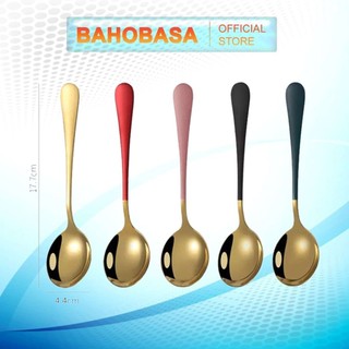 Muỗng Inox Mạ Vàng Cao Cấp Thìa Ăn Cơm Nhiều Màu Set 5 Cái Bahobasa
