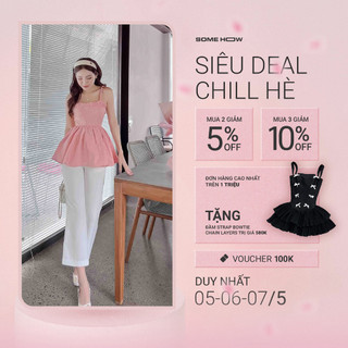 Set Nữ Camitop Flare Pants, Chất Vải Áo xi cotton lót lụa, Quần tuyết mưa Thoải Mái, WSB043, SOMEHOW