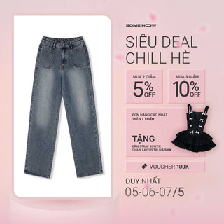 Quần Jean Nữ Straight Visible Pockets, chất Vải Jean Cotton Thoải Mái, WQJ015,SOMEHOW