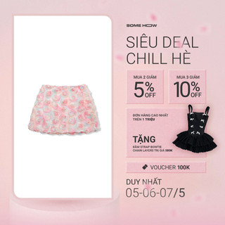 Chân Váy Nữ Ngắn Floral Over, Chất Vải Vải Lưới 3D Hoa Nổi, WCV013, SOMEHOW