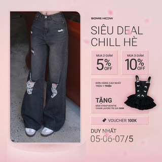 Quần Jean Nữ Straight Cool Distressed, Chất Vải Jean Cotton Thoải Mái, WQJ012, SOMEHOW