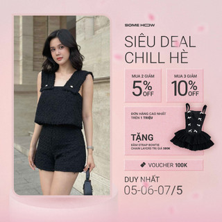 Set Nữ Tweed Cami Top, Chất Vải Tweed Thoải Mái, WSB014, SOMEHOW