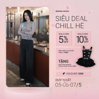 Quần Jean Wide Open Legs Pleat, Chất Vải Cotton Pha Spandex, WQJ010,SOMEHOW