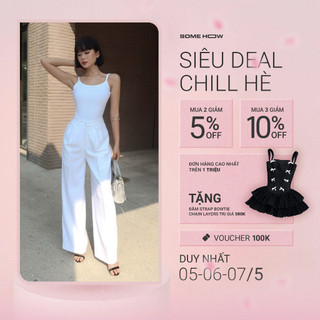 Set Nữ Bodysuit Straight Pant Basic, Chất Vải Áo Cotton 4 Chiều, Quần Tuyết Mưa, WSB041, SOMEHOW