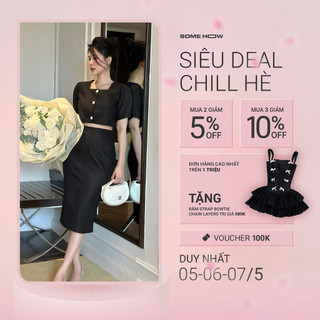 Set Nữ Classic Long Skirt, Chất Vải Xốp Pulppy Thoải Mái, WSB073, SOMEHOW