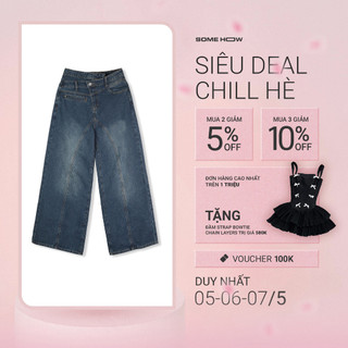 Quần Jean Nữ Bias Wide Legs, Chất Vải Cotton Pha Spandex Thoải Mái, WQJ011,SOMEHOW